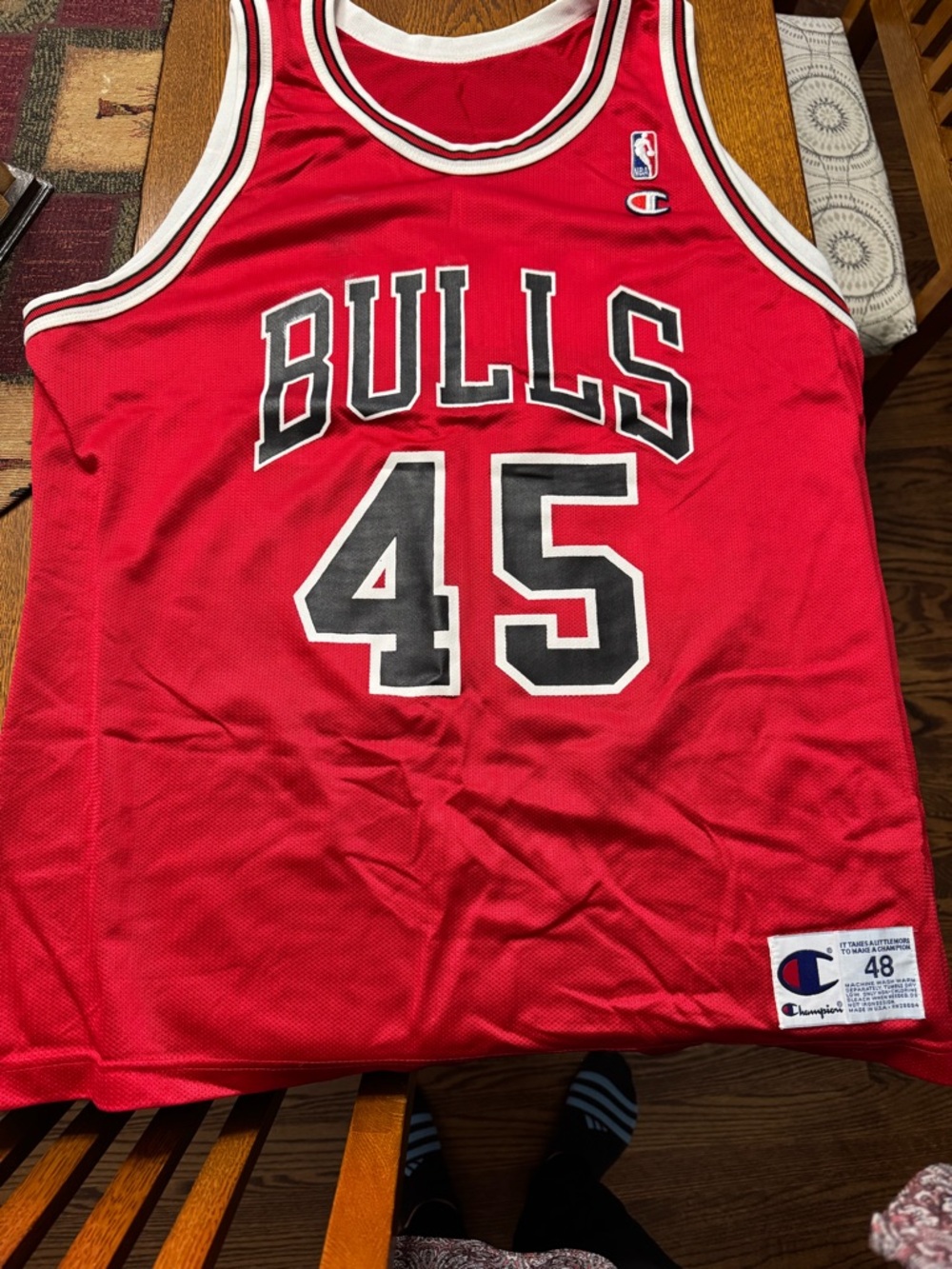 Vintage Jordan #45 Champion Red Chicago Bulls Jersey